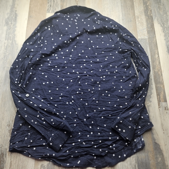 ModCloth Women's XL Navy Blue Button Down White Stars - Picture 6 of 10